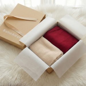 Crimson & Cream Holiday Duo — red + ivory two‑scarf gift set in a keepsake box