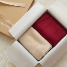 Crimson Cream Holiday Duo — red ivory two‑scarf gift set in a keepsake box 4
