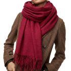 Crimson Cream Holiday Duo — red ivory two‑scarf gift set in a keepsake box 9